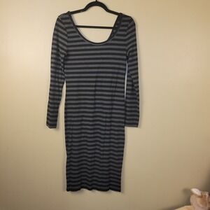 Charlotte Russe Long Sleeve Swing Dress Brown And Black Striped Size L